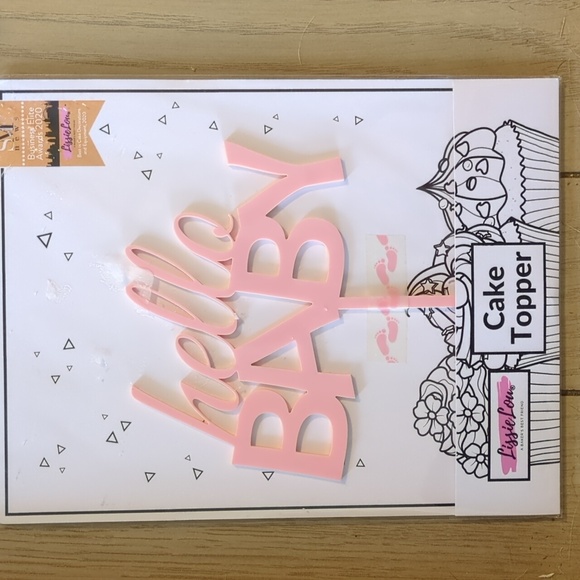 LissieLou Hello Baby Baby Shower Cake Topper Premium 3mm Acrylic Baby Pink - Picture 2 of 4